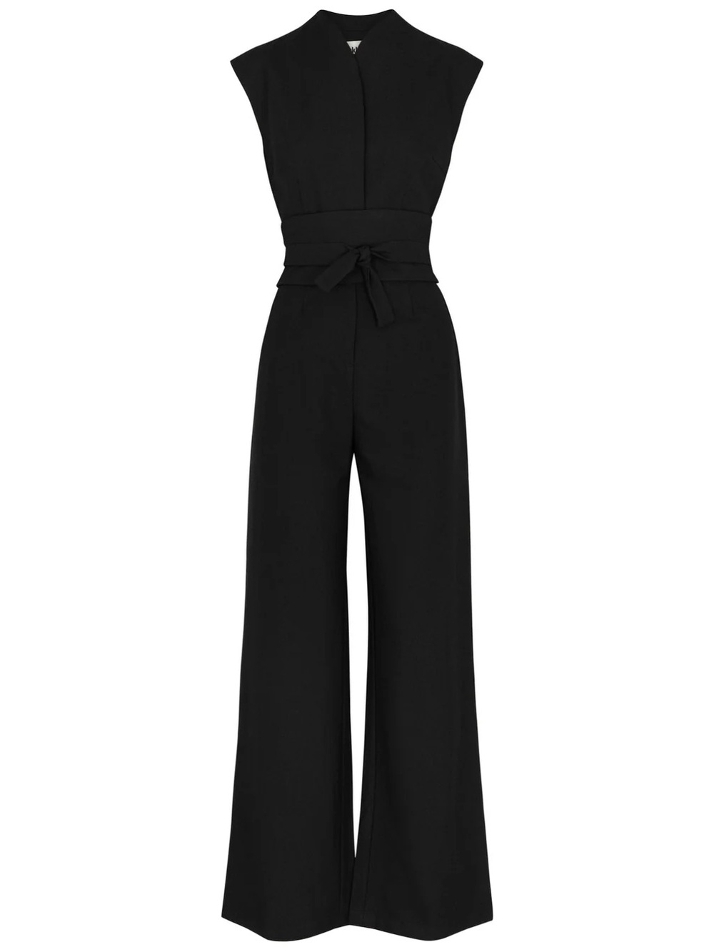 ODD MUSE Sleeveless Wide-Leg Jumpsuit with Waist Tie - Black
